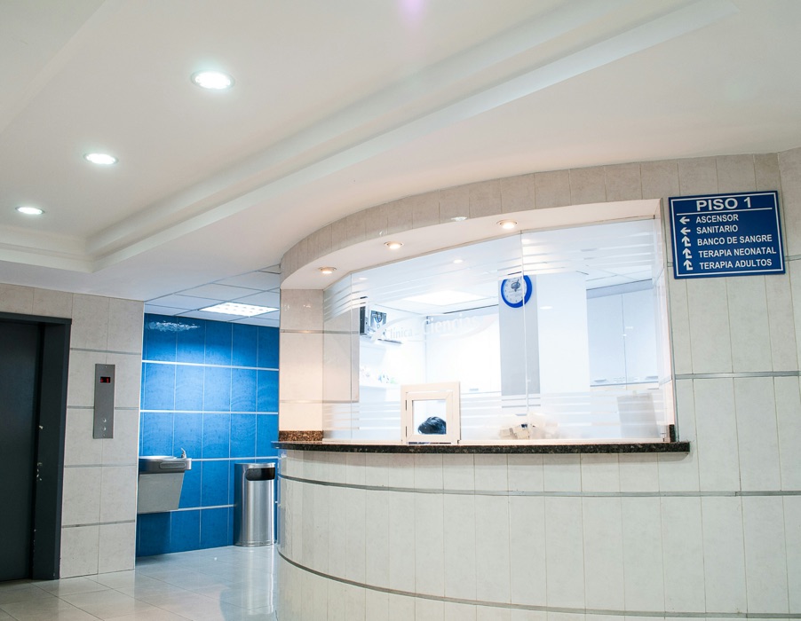 A clinic reception desk.